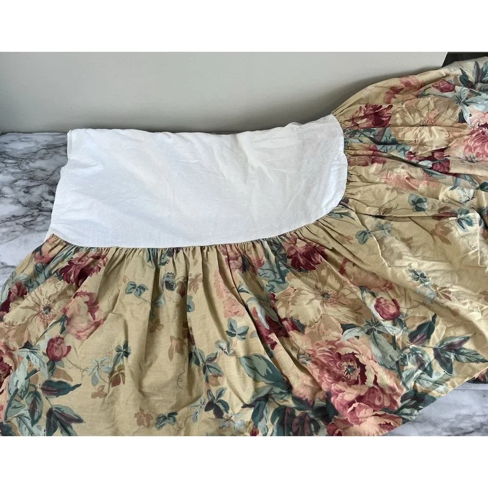 Ralph Lauren Elsa Grasslands Vtg Floral Yellow Twin Bed Ruffle Dust Ruffle USA